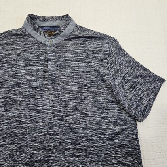 Tasso Elba Navy Blue Combo Banded Collar Polo Shirt Men's Medium EUC LN Golf - Picture 3 of 13
